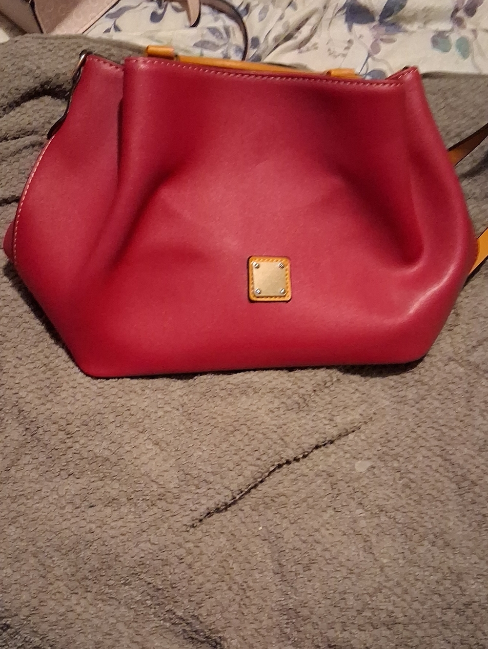 Structured Fushia Shoulder Bag with Gold Accent